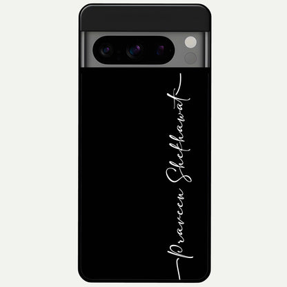  Black Tune Custom Name Glass Case For Google Pixel 8 Pro back cover – full design glossy printed glass finish