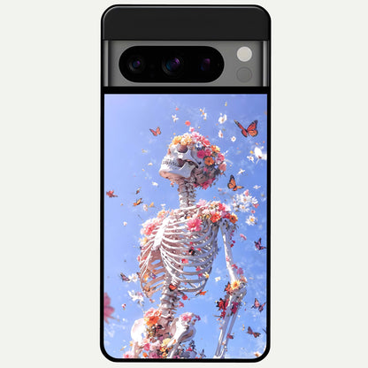 Bloom Beyond Bones Glass Case For Google Pixel 8 Pro back cover – full design glossy printed glass finish