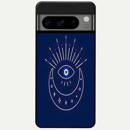  Blue Evil Eye Glass Case For Google Pixel 8 Pro back cover – full design glossy printed glass finish