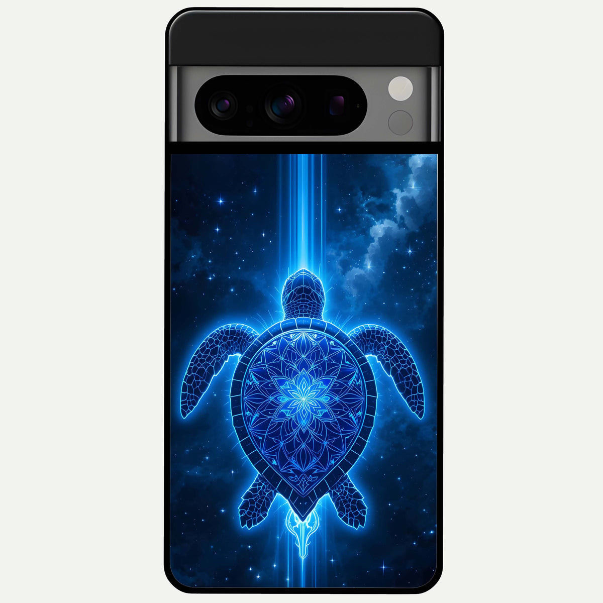  Blue Galaxy Turtle Glass Case For Google Pixel 8 Pro back cover – full design glossy printed glass finish