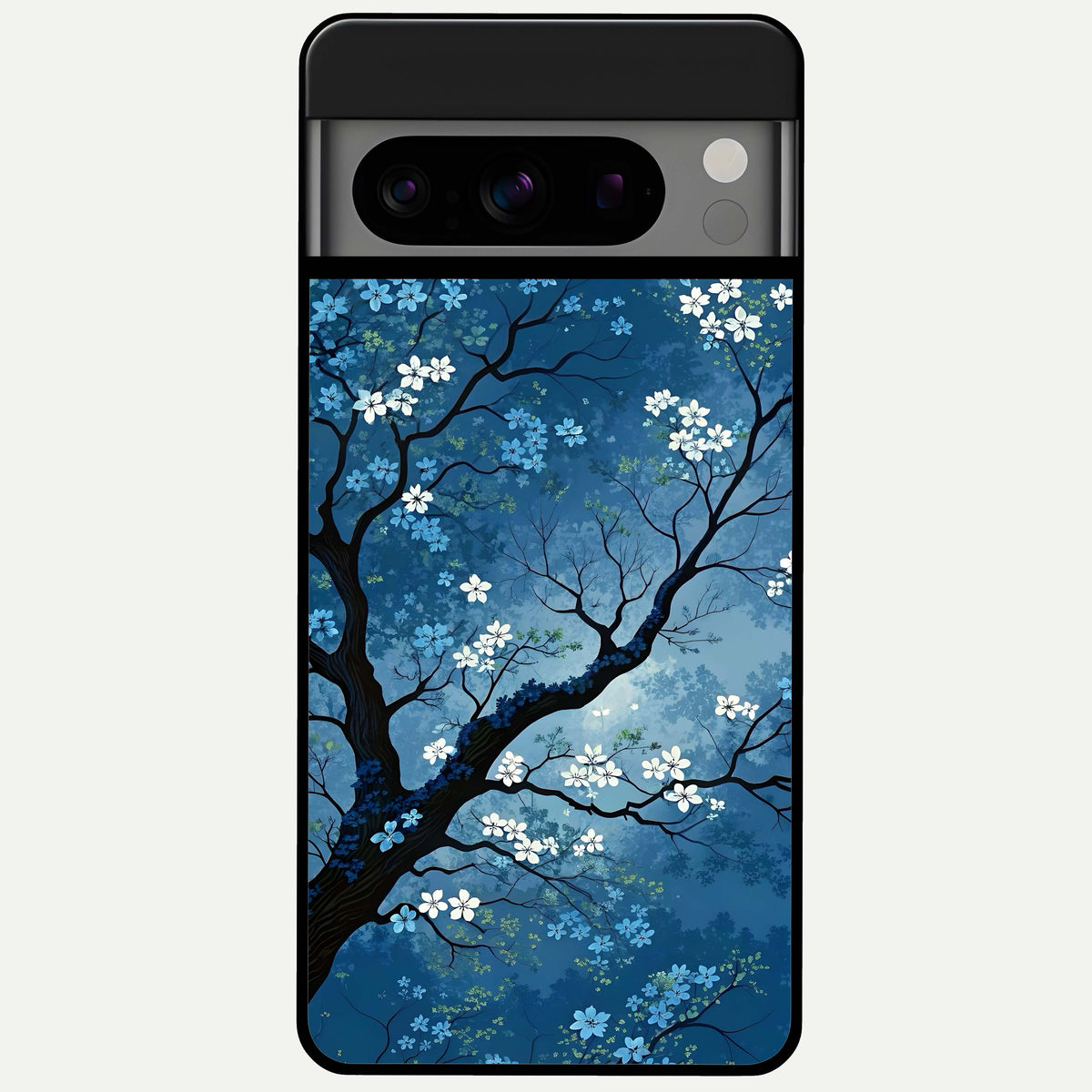  Blue Tree Serenity Glass Case For Google Pixel 8 Pro back cover – full design glossy printed glass finish