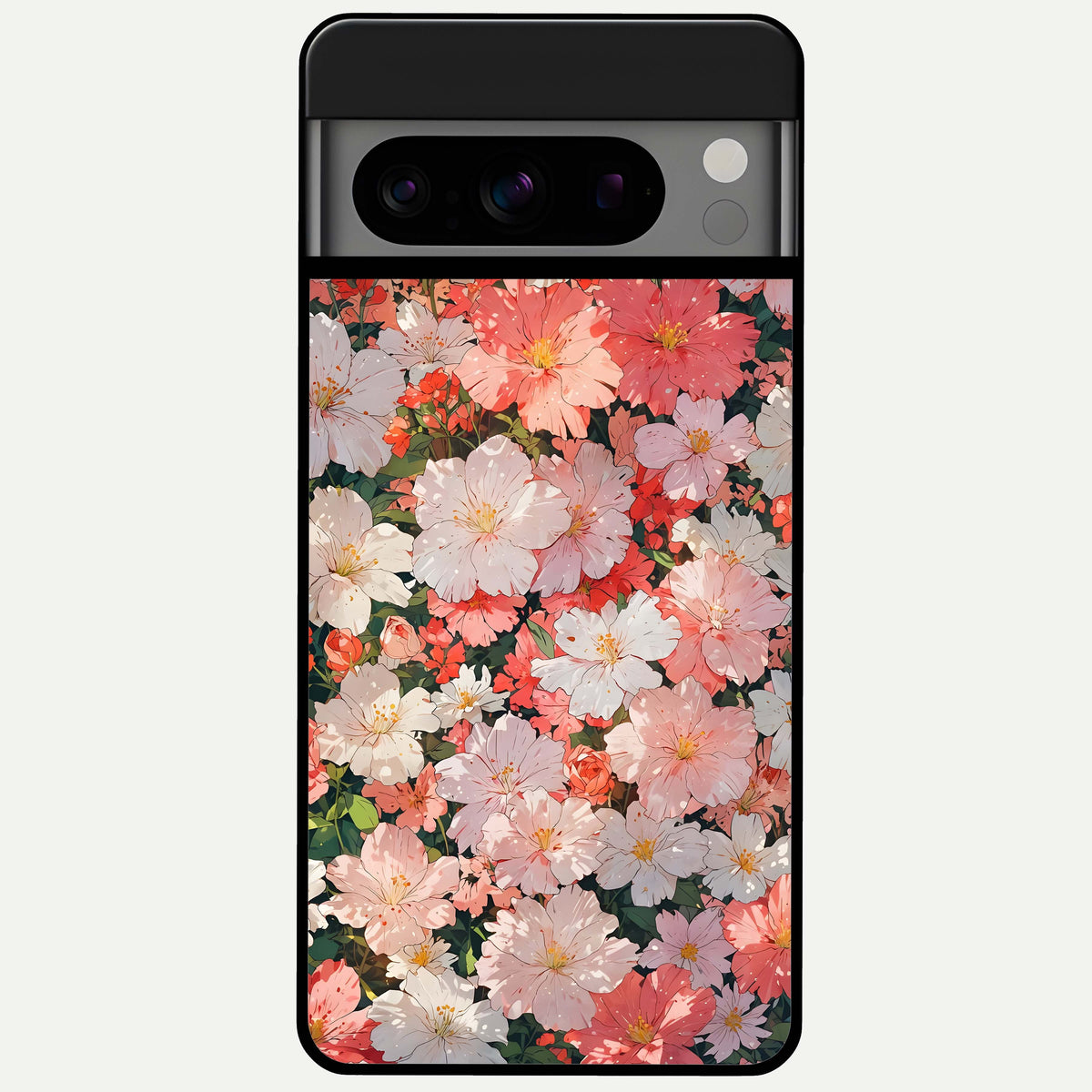  Blush Bloom Field Glass Case For Google Pixel 8 Pro back cover – full design glossy printed glass finish