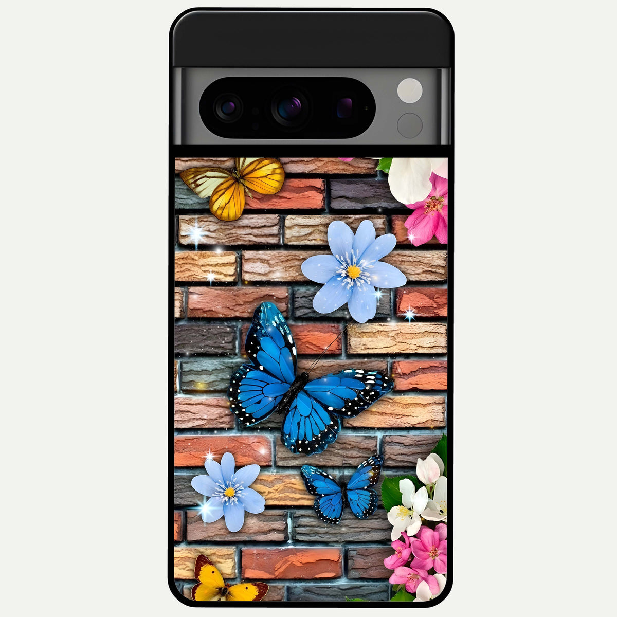  Brick Bloom Flight Glass Case For Google Pixel 8 Pro back cover – full design glossy printed glass finish