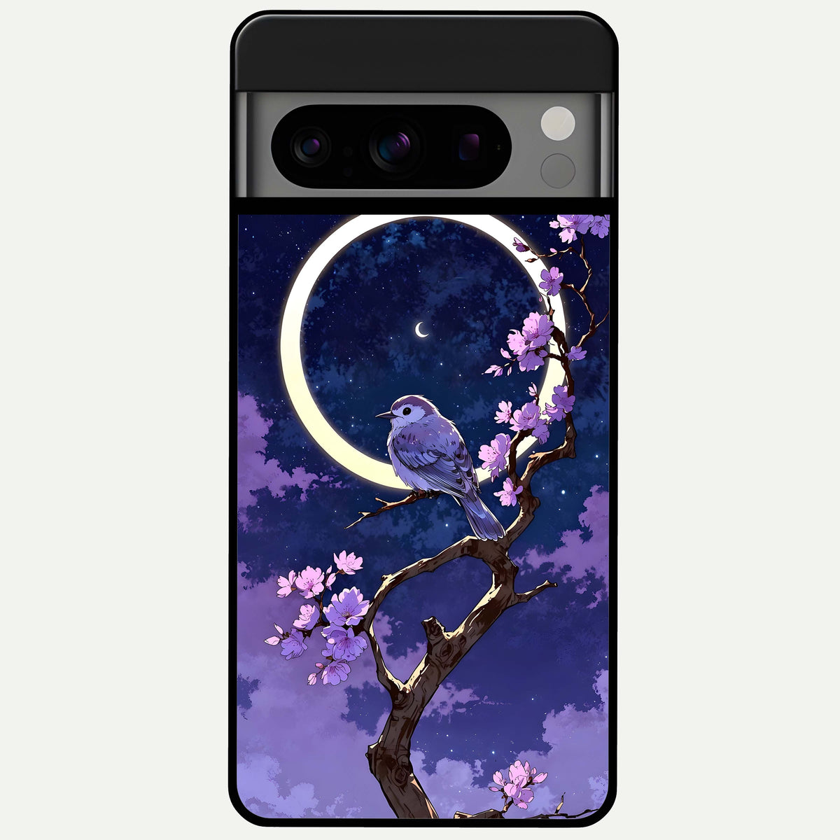  Celestial Bird Blossom Glass Case For Google Pixel 8 Pro back cover – full design glossy printed glass finish