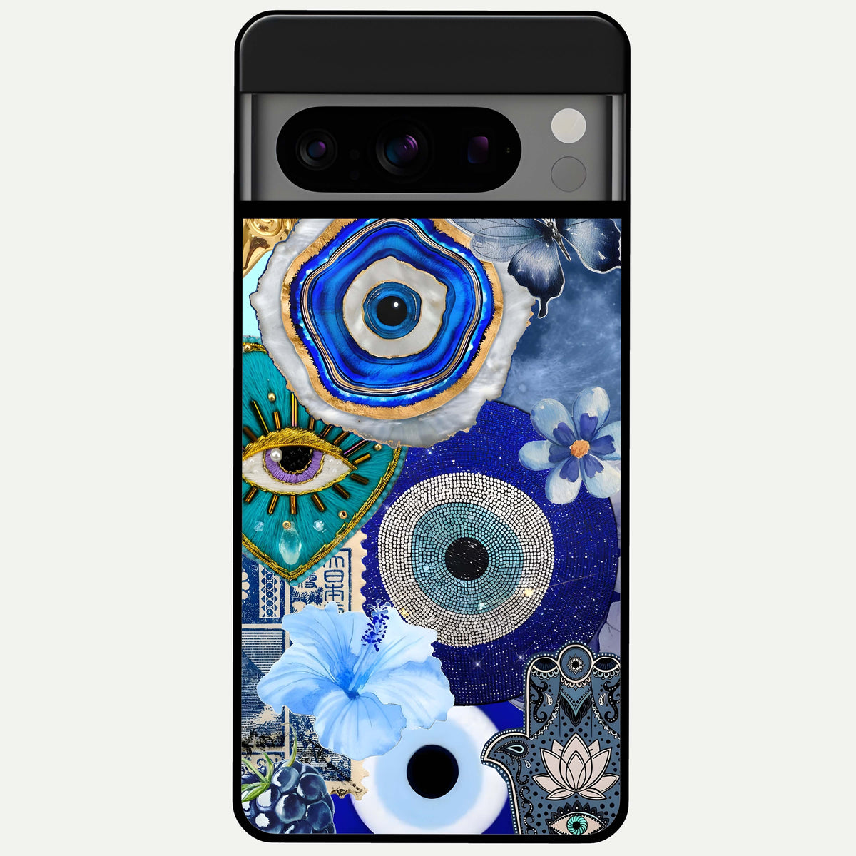  Celestial Blue Vision Glass Case For Google Pixel 8 Pro back cover – full design glossy printed glass finish