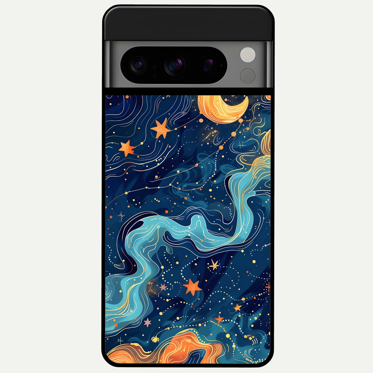  Celestial Dream Flow Glass Case For Google Pixel 8 Pro back cover – full design glossy printed glass finish