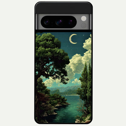  Celestial Lake Peace Glass Case For Google Pixel 8 Pro back cover – full design glossy printed glass finish