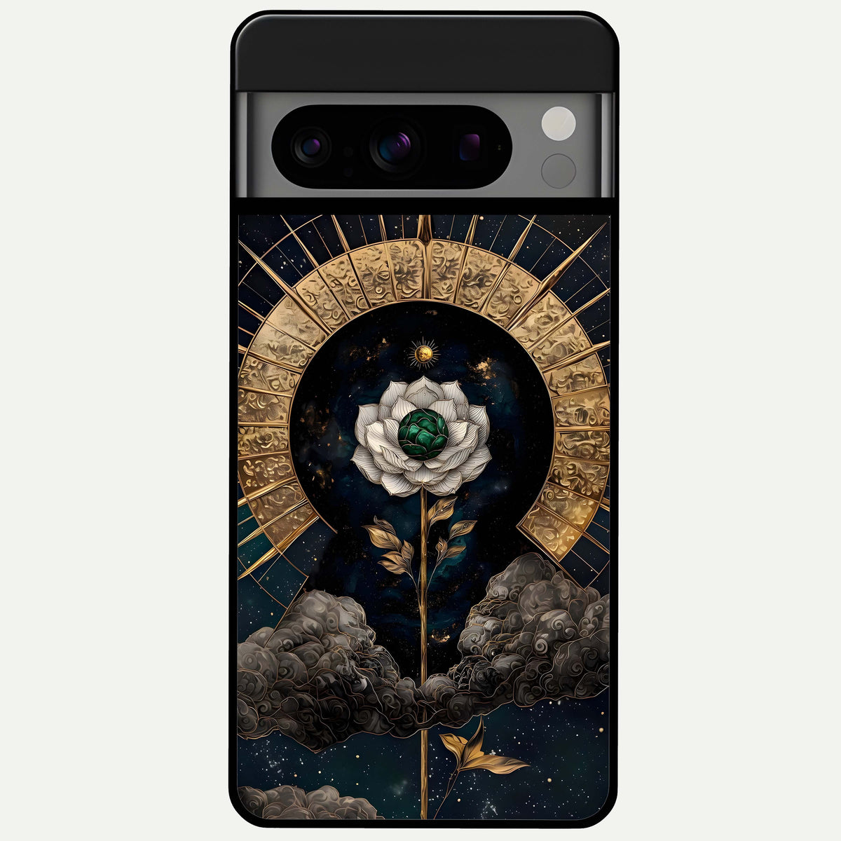  Celestial Lotus Morang Glass Case For Google Pixel 8 Pro back cover – full design glossy printed glass finish