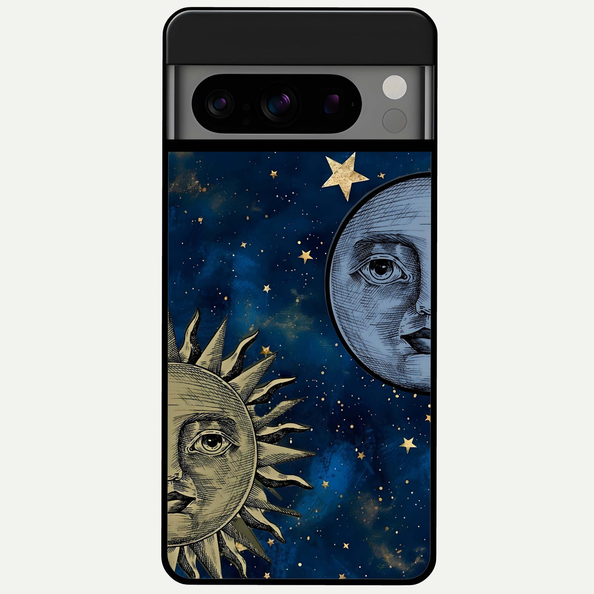  Celestial Moon With Sun Glass Case For Google Pixel 8 Pro back cover – full design glossy printed glass finish