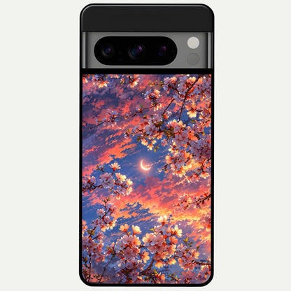  Celestial Sakura Sunset Glass Case For Google Pixel 8 Pro back cover – full design glossy printed glass finish