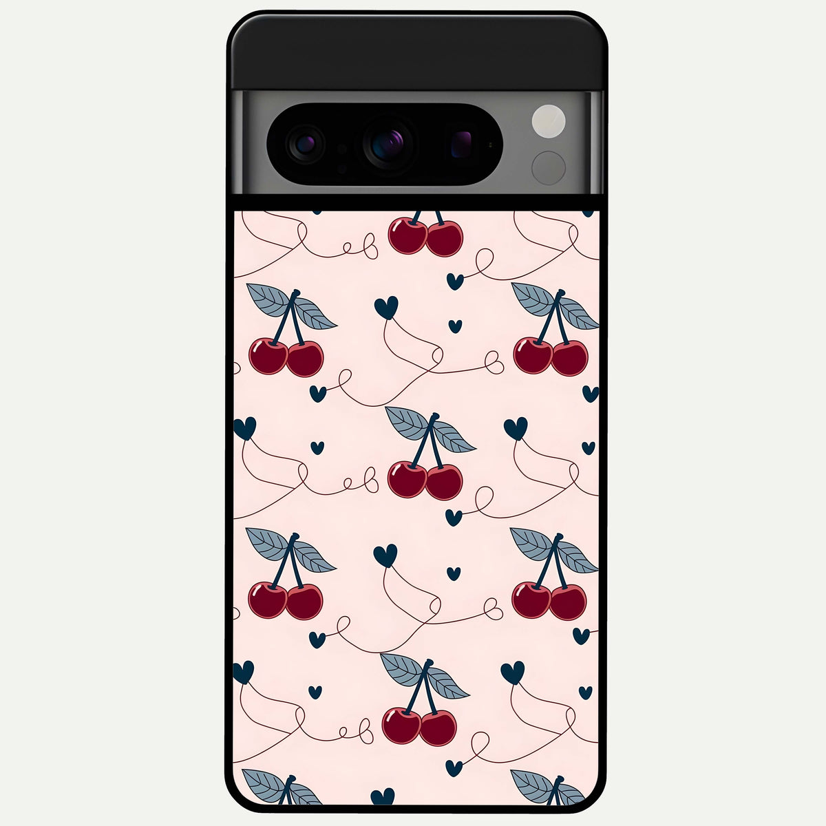  Cherry Heart Line Glass Case For Google Pixel 8 Pro back cover – full design glossy printed glass finish
