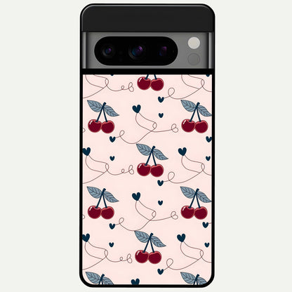  Cherry Heart Line Glass Case For Google Pixel 8 Pro back cover – full design glossy printed glass finish