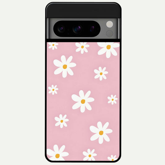  Soft Daisy Bliss Glass Case For Google Pixel 8 Pro back cover – full design glossy printed glass finish