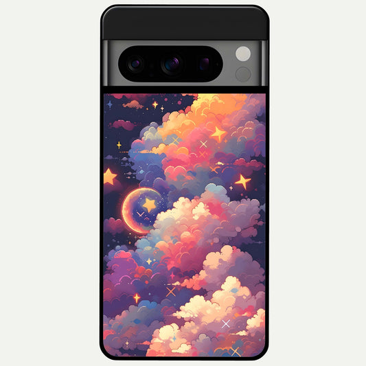  Starlit Dream Clouds Glass Case For Google Pixel 8 Pro back cover – full design glossy printed glass finish