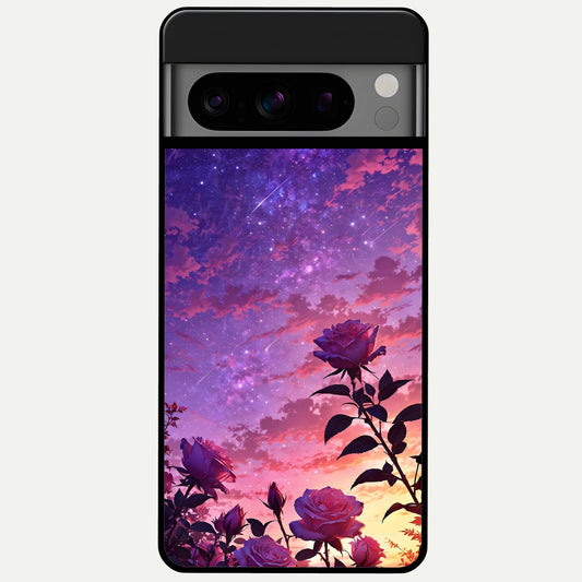  Starlit Rose Twilight Glass Case For Google Pixel 8 Pro back cover – full design glossy printed glass finish