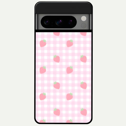  Strawberry Picnic Love Glass Case For Google Pixel 8 Pro back cover – full design glossy printed glass finish