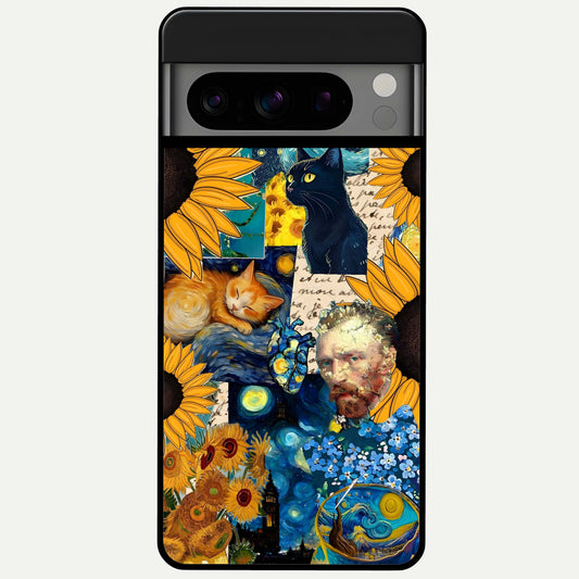  Sunflower Chic Mood Custom Name Glass Case For Google Pixel 8 Pro back cover – full design glossy printed glass finish