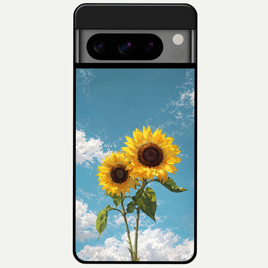  Sunlit Daisy Glow Glass Case For Google Pixel 8 Pro back cover – full design glossy printed glass finish