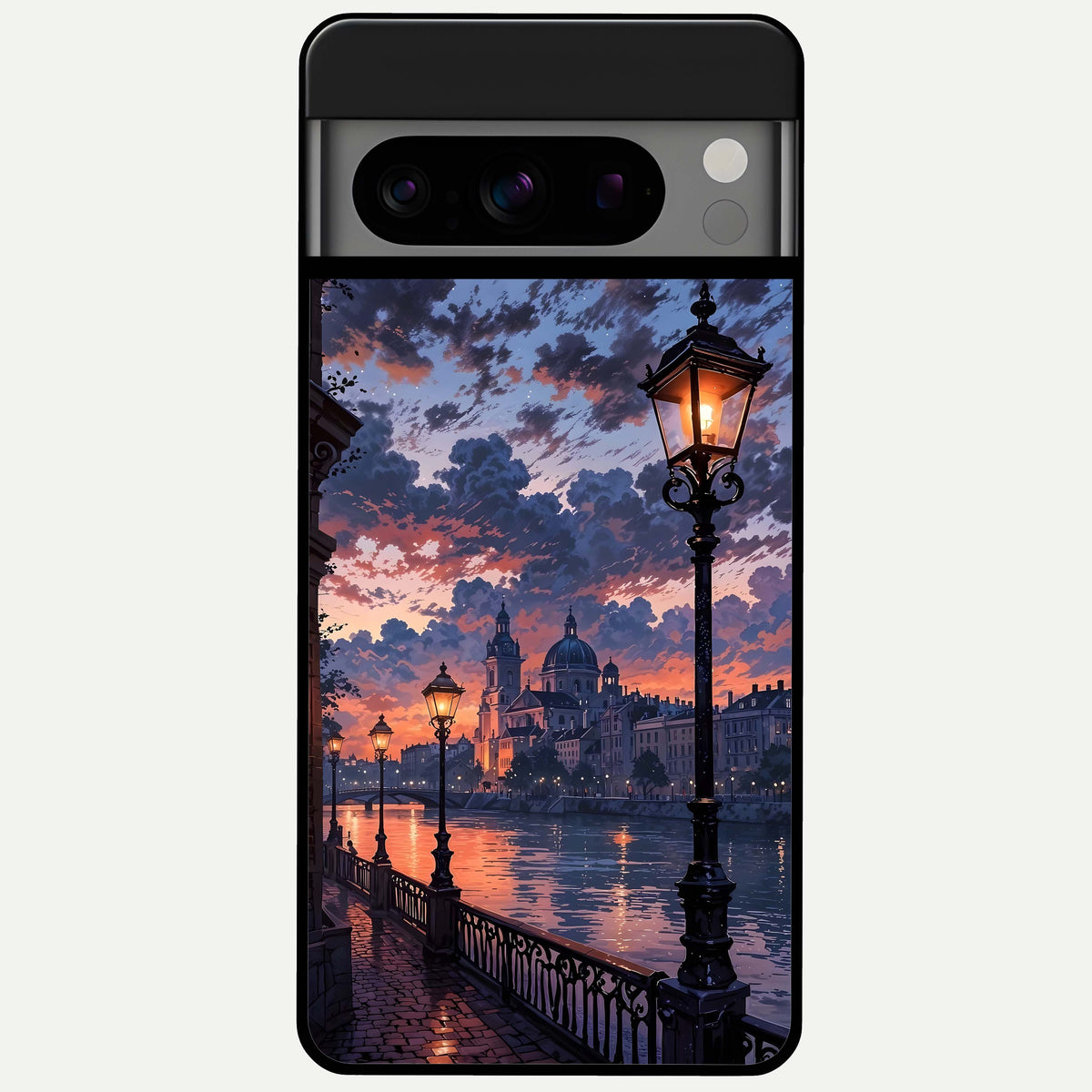  Twilight River Lights Glass Case For Google Pixel 8 Pro back cover – full design glossy printed glass finish