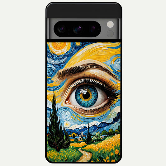  Van Gogh Eye Glass Case For Google Pixel 8 Pro back cover – full design glossy printed glass finish