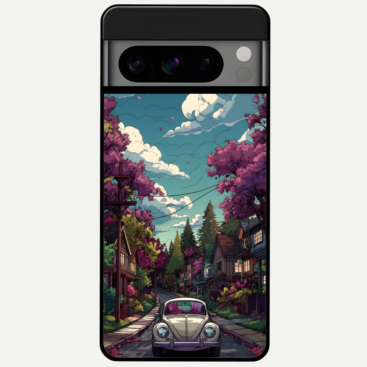  Vintage Street Drive Glass Case For Google Pixel 8 Pro back cover – full design glossy printed glass finish