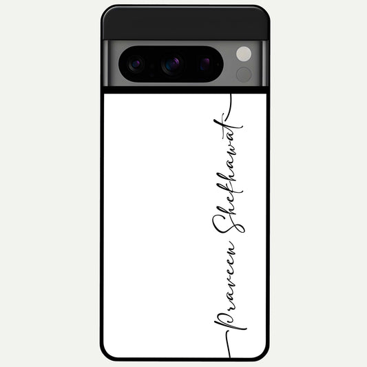  White Tune Custom Name Glass Case For Google Pixel 8 Pro back cover – personalized glossy printed glass finish
