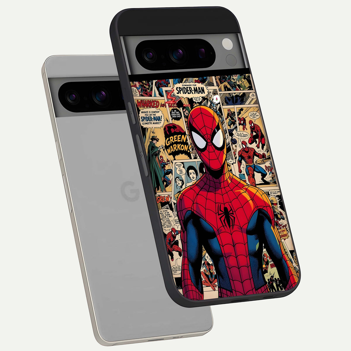  Aesthetic Spider phone case For Google Pixel 8 Pro showing premium glass back cover with detailed artwork