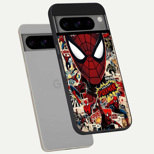  Aesthetic Wonder Spider phone case For Google Pixel 8 Pro showing premium glass back cover with detailed artwork