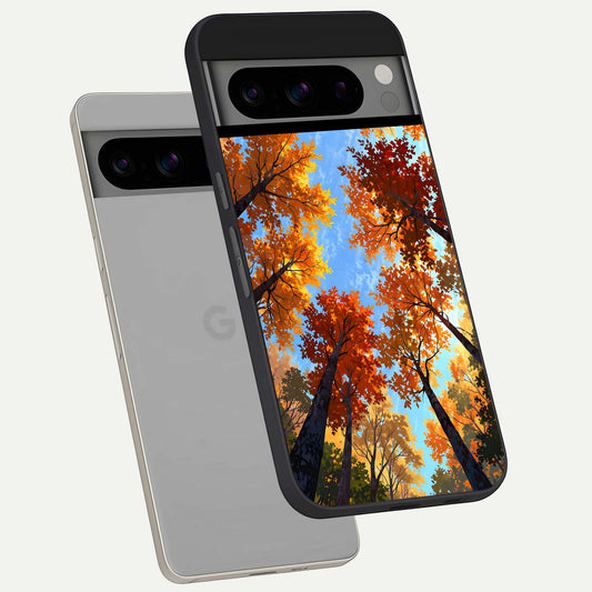  Autumn Sky Rise phone case For Google Pixel 8 Pro showing premium glass back cover with detailed artwork