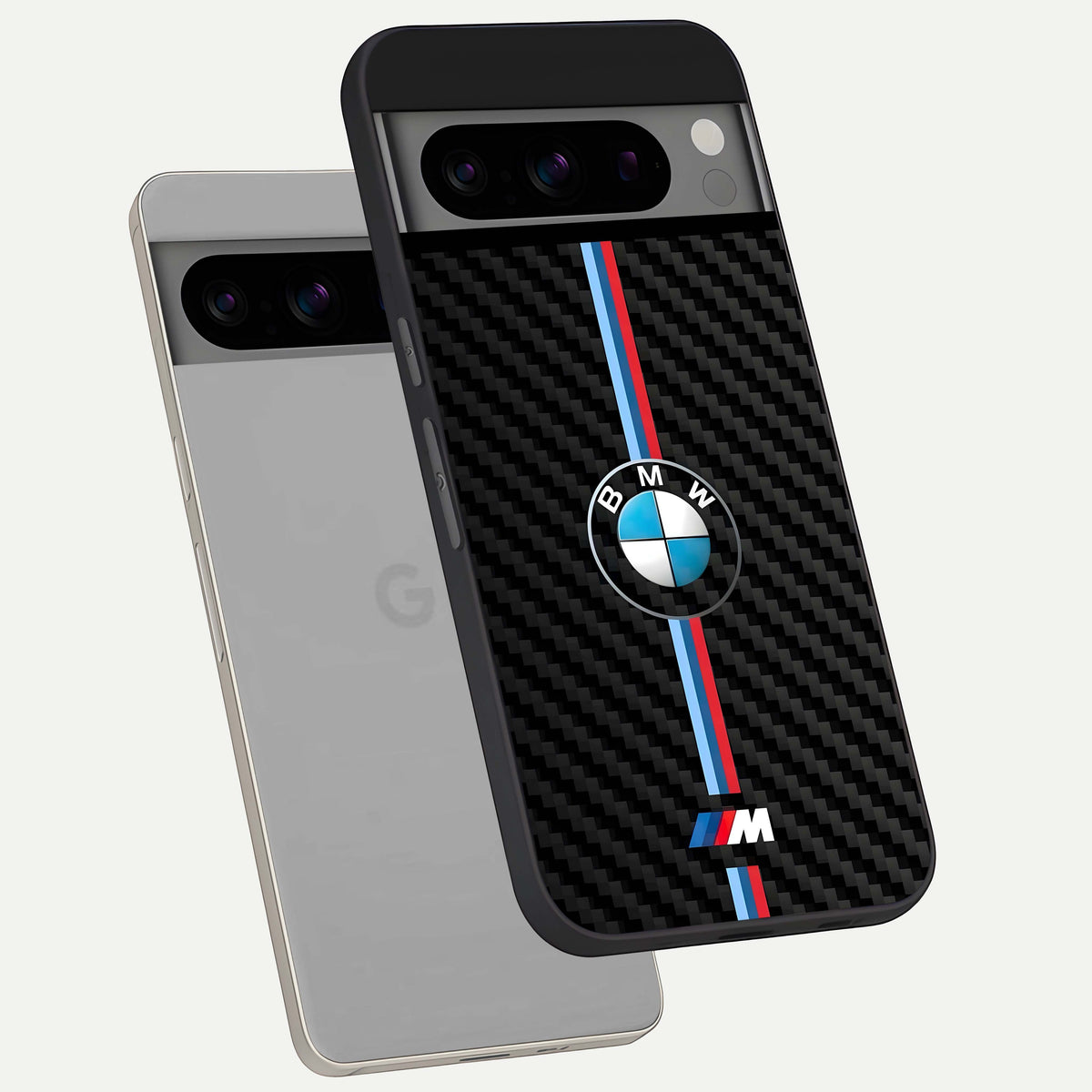  BMW Pattern phone case For Google Pixel 8 Pro showing premium glass back cover with detailed artwork
