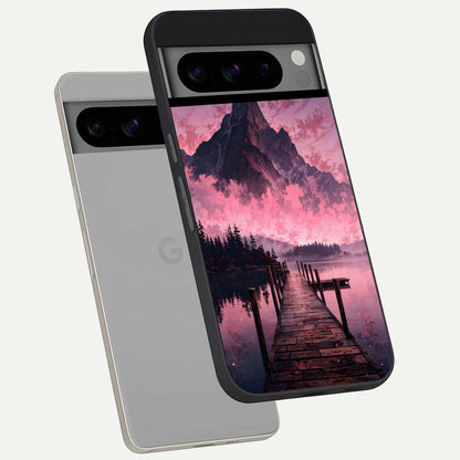  Beautiful Mountain View phone case For Google Pixel 8 Pro showing premium glass back cover with detailed artwork