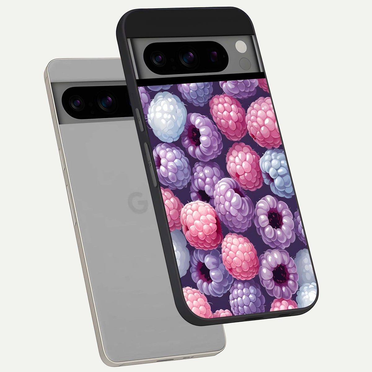  Berry Candy Pop phone case For Google Pixel 8 Pro showing premium glass back cover with detailed artwork
