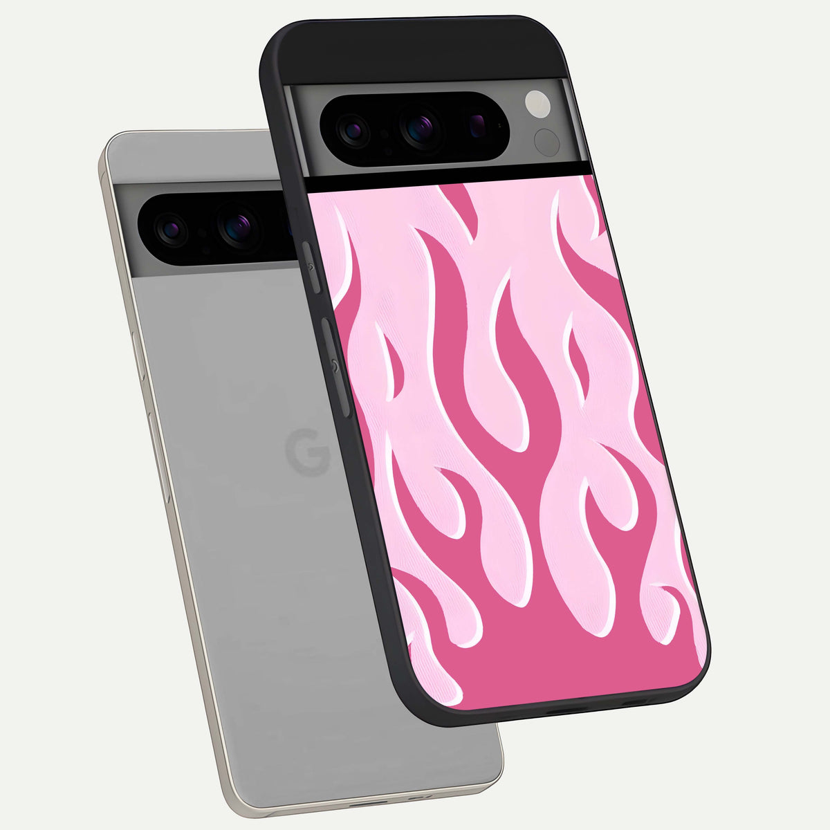  Blush Flame Energy phone case For Google Pixel 8 Pro showing premium glass back cover with detailed artwork