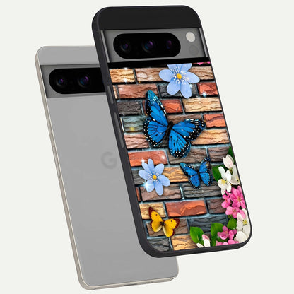  Brick Bloom Flight phone case For Google Pixel 8 Pro showing premium glass back cover with detailed artwork