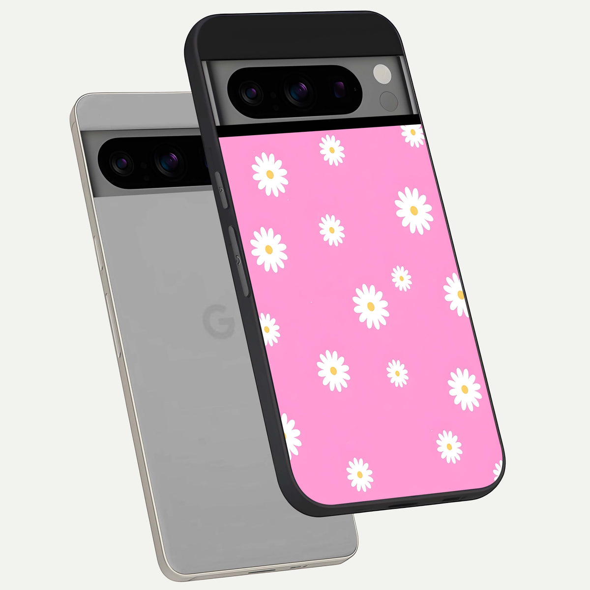  Bubblegum Daisy Pop phone case For Google Pixel 8 Pro showing premium glass back cover with detailed artwork