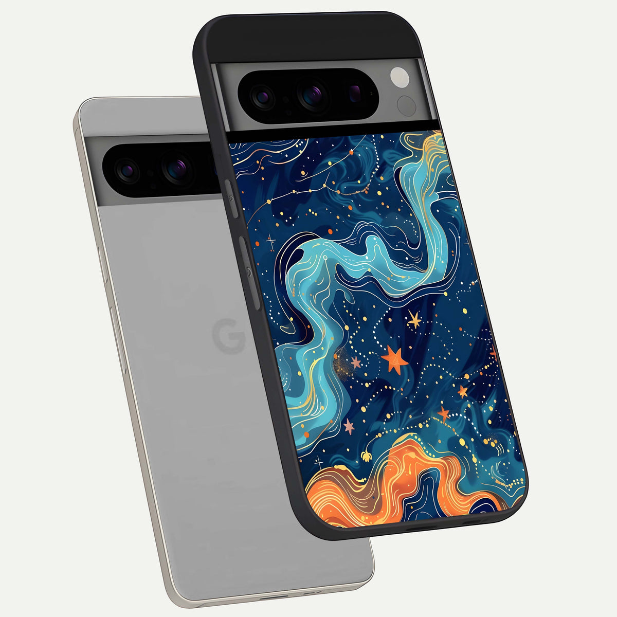  Celestial Dream Flow phone case For Google Pixel 8 Pro showing premium glass back cover with detailed artwork
