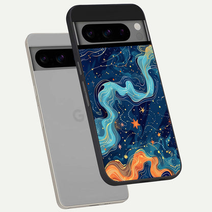  Celestial Dream Flow phone case For Google Pixel 8 Pro showing premium glass back cover with detailed artwork