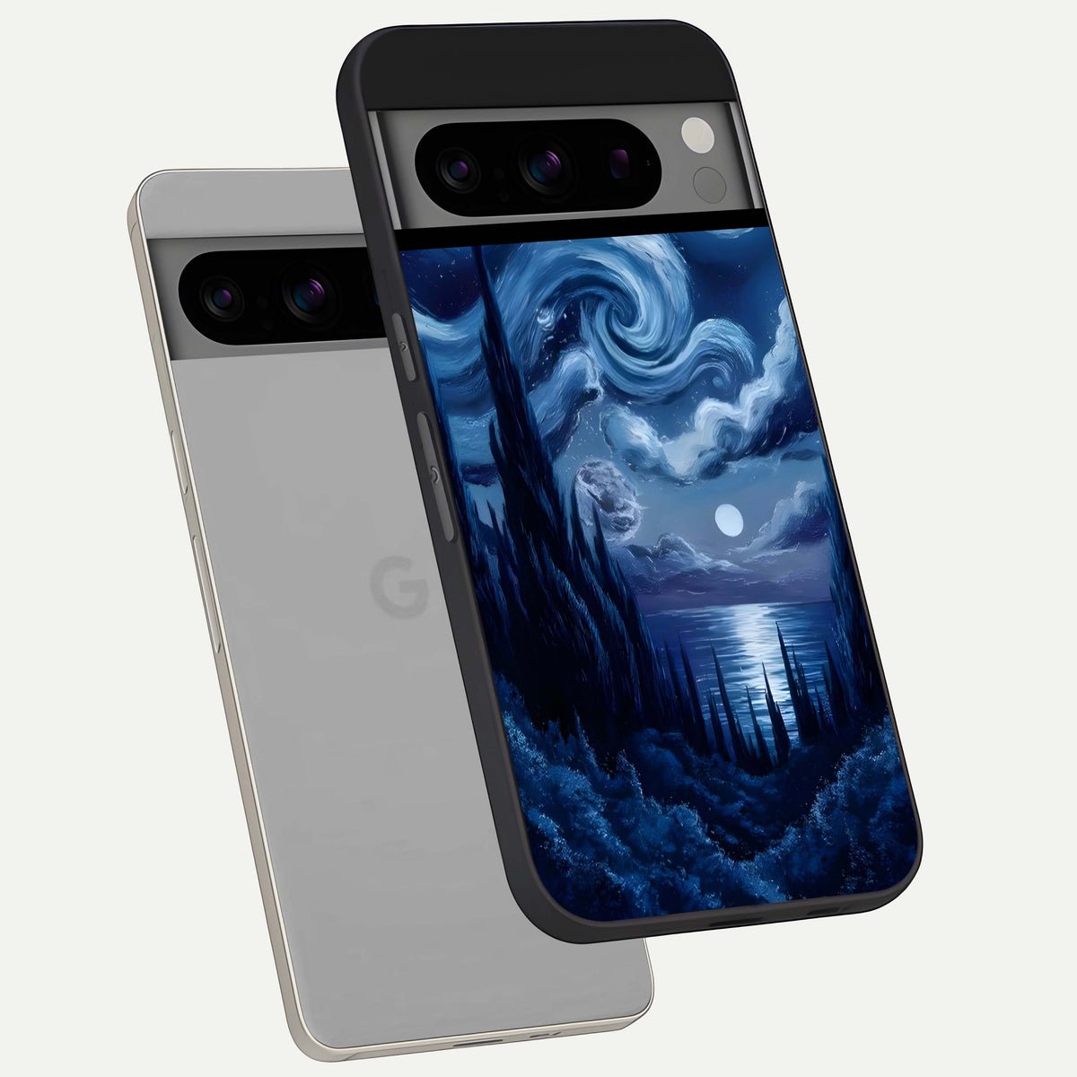  Celestial Dream Van Gogh phone case For Google Pixel 8 Pro showing premium glass back cover with detailed artwork