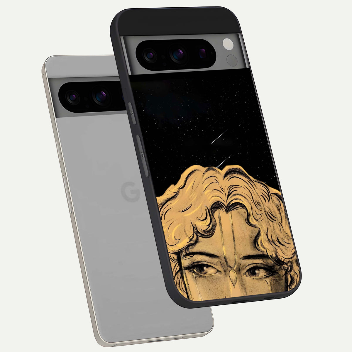 Celestial Gods Plan phone case For Google Pixel 8 Pro showing premium glass back cover with detailed artwork