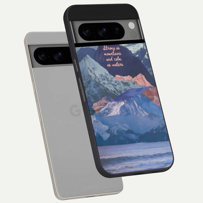  Celestial Mountain Calm phone case For Google Pixel 8 Pro showing premium glass back cover with detailed artwork