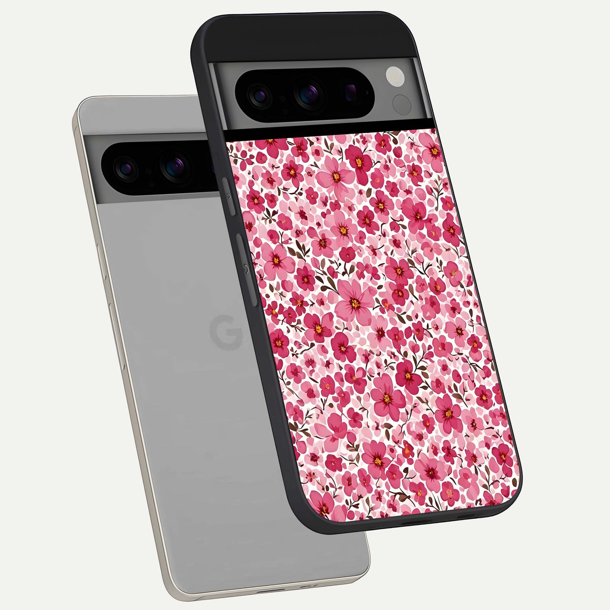  Cherry Blossom Charm phone case For Google Pixel 8 Pro showing premium glass back cover with detailed artwork