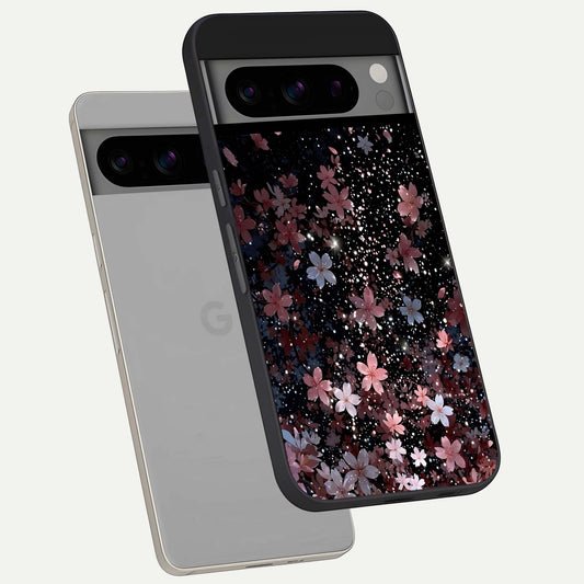  Starlit Flower Dreams phone case For Google Pixel 8 Pro showing premium glass back cover with detailed artwork