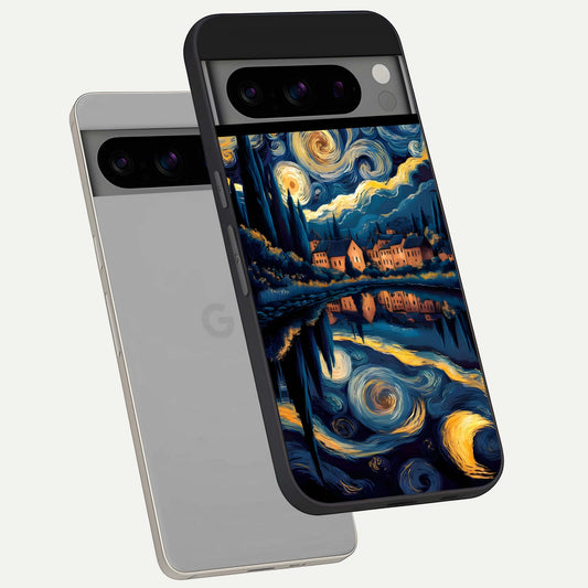  Starry Sky Serenity phone case For Google Pixel 8 Pro showing premium glass back cover with detailed artwork