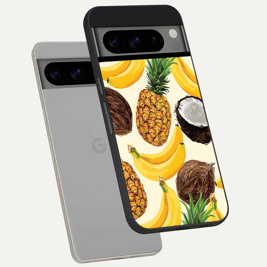  Tropical Fruit Mood phone case For Google Pixel 8 Pro showing premium glass back cover with detailed artwork