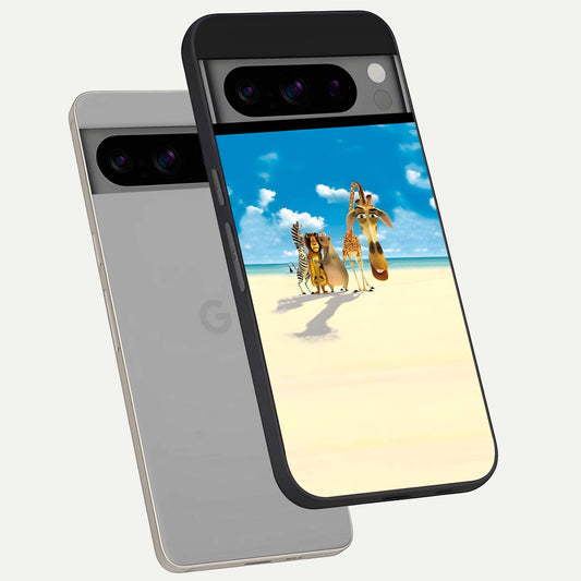  Tropical Fun Squad phone case For Google Pixel 8 Pro showing premium glass back cover with detailed artwork