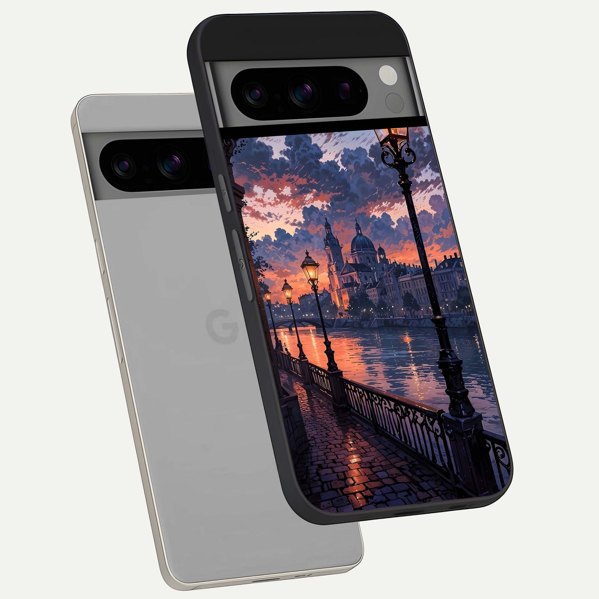  Twilight River Lights phone case For Google Pixel 8 Pro showing premium glass back cover with detailed artwork