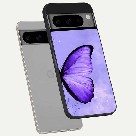  Violet Dream Wing phone case For Google Pixel 8 Pro showing premium glass back cover with detailed artwork