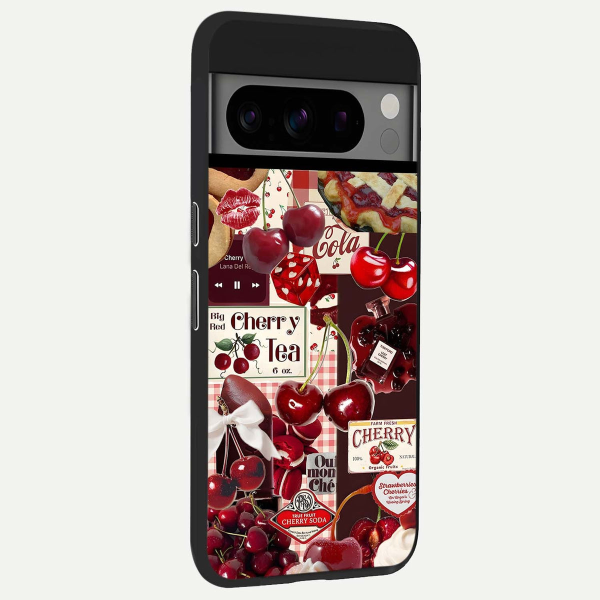  Aesthetic Cherry Tea back cover For Google Pixel 8 Pro slim fit glass case with vibrant aesthetic design