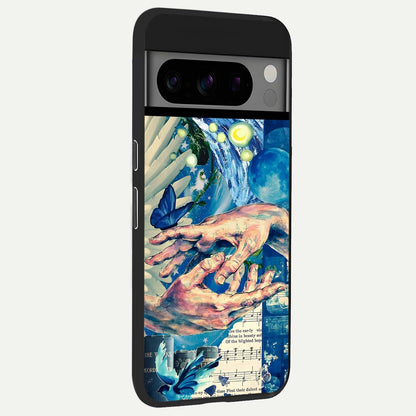  Aesthetic Divider back cover For Google Pixel 8 Pro slim fit glass case with vibrant aesthetic design
