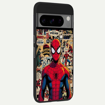  Aesthetic Spider back cover For Google Pixel 8 Pro slim fit glass case with vibrant aesthetic design